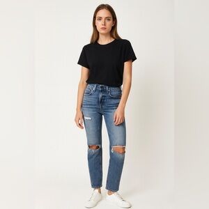 RAG & BONE RB21 vintage fit jeans selvedge blythe distressed straight blue 28